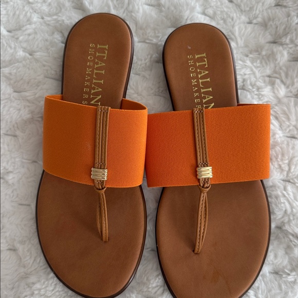 Italian Shoemakers Vibrant Orange Slide Sandals - Picture 1 of 3